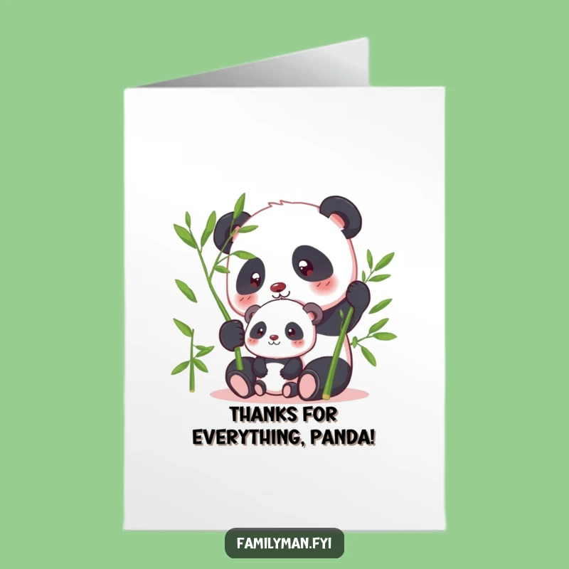 Free Printable Thank You Card: Panda Sharing Bamboo, Funny Downloadable Appreciation Gift