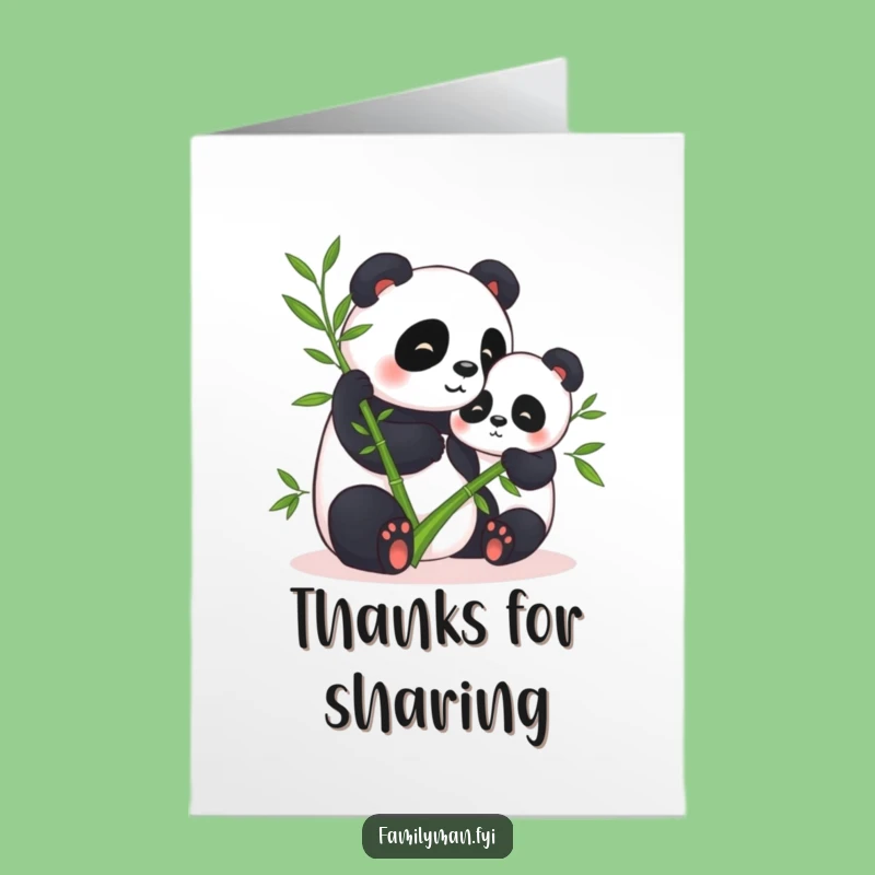 Free Printable Thank You Card: Panda Sharing Thanks, Gentle Downloadable Appreciation Gift