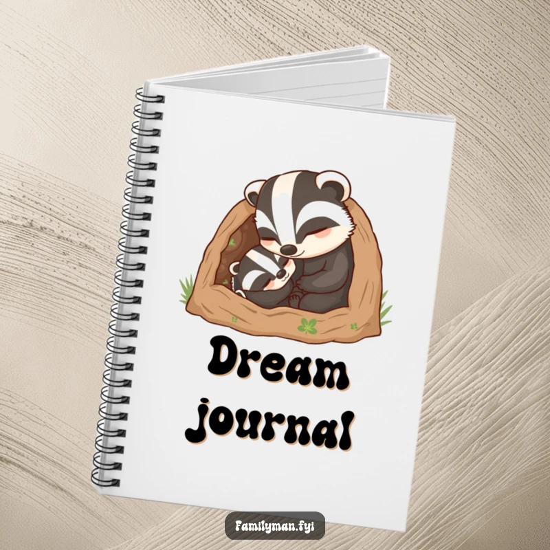 Funny Dad Badger Notebook: A caring father badger character tucking his child into a cozy burrow, inspiring journaling of comfort.