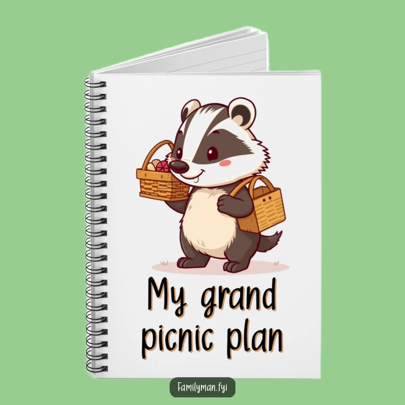 Funny Dad Badger Notebook: Determined Picnic Carrier, Journal Gift