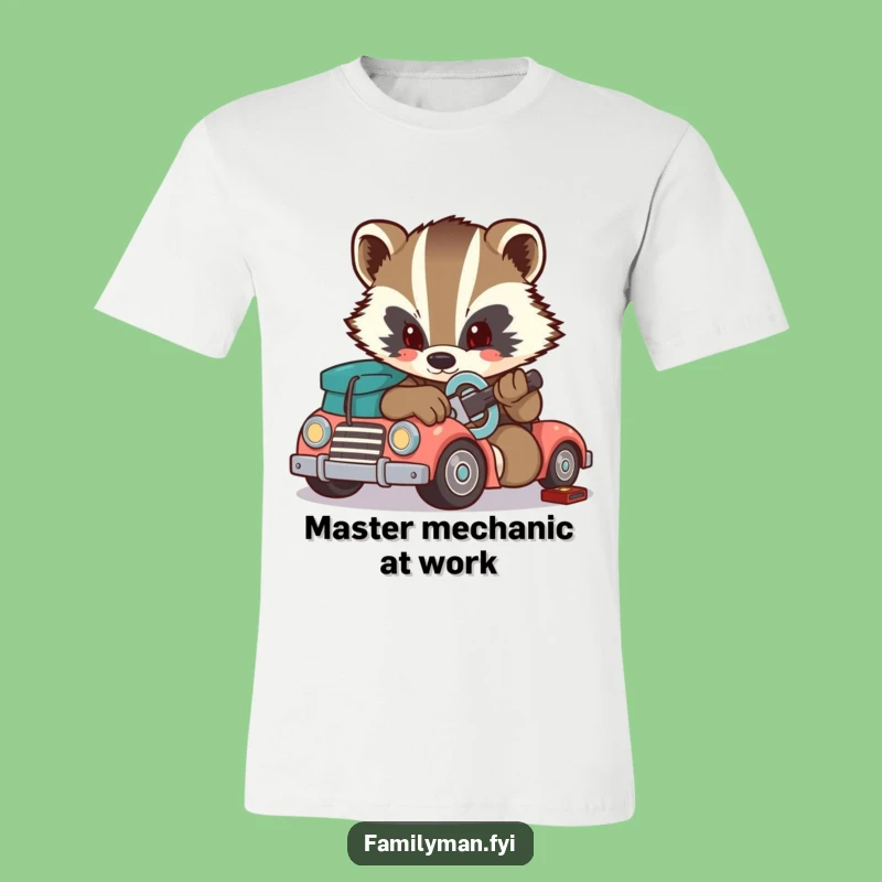 Funny Badger T-Shirt: Determined Repairman, Toy Car Fix, Ideal Funny Gift