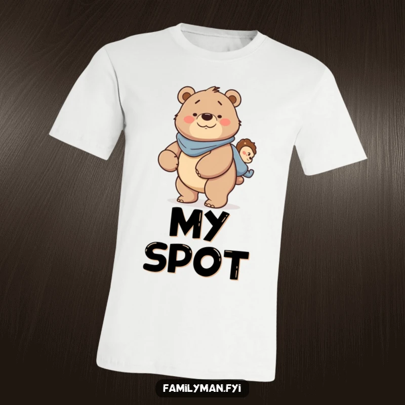 Funny Dad Bear T-Shirt: A strong father bear character happily giving a piggyback ride, embodying paternal strength and affection.