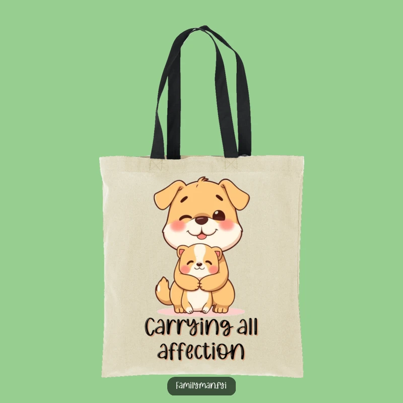 Funny Dog Hug Tote Bag: Cheerful Dog's Embrace; Stylish Funny Gift