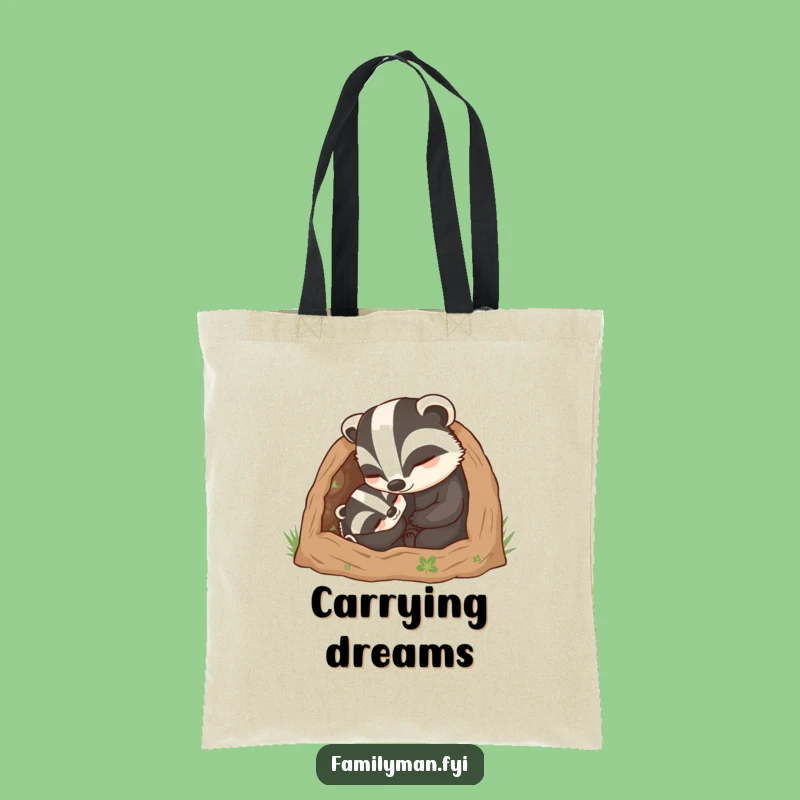Funny Dad Badger Tote Bag - Carry Cozy Protection Daily Gift
