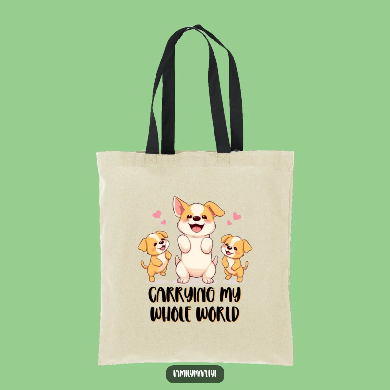 Funny Dog Juggling Puppies Tote Bag: Happy Pup Parent, Playful Accessory
