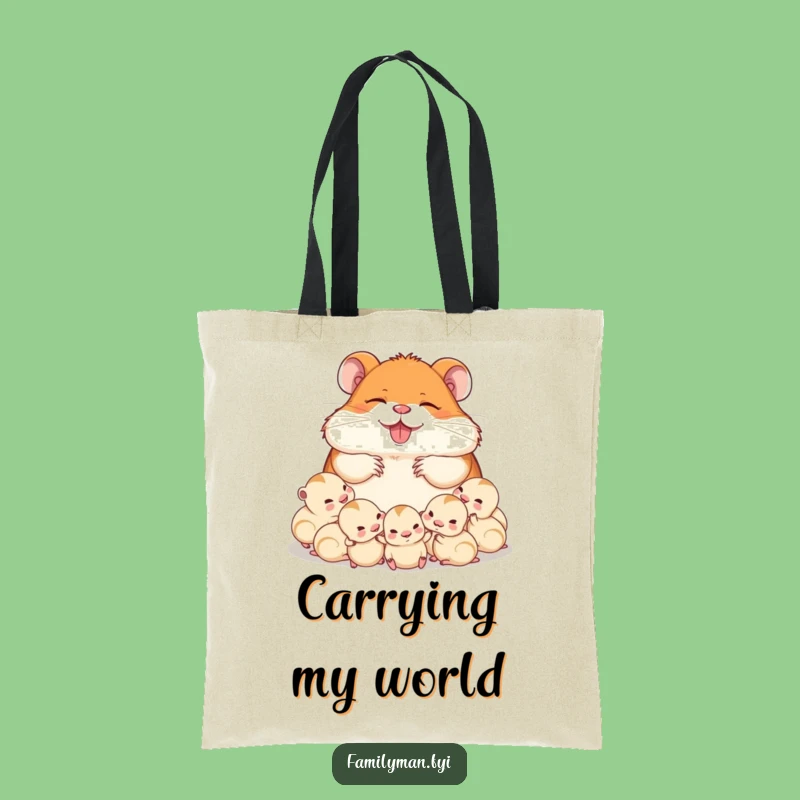 Funny Dad Hamster Tote Bag: Sleeping Dad & Babies, Cute Gift