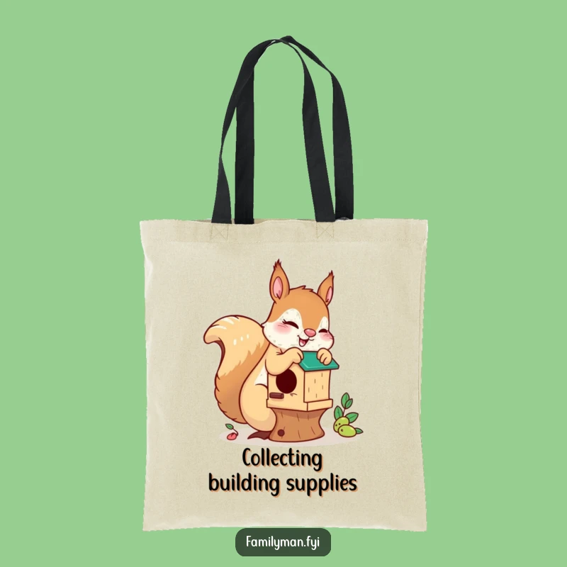 Funny Playful Squirrel Tote Bag: Birdhouse Project Bag, Stylish Humorous Accessory and Perfect Funny Gift