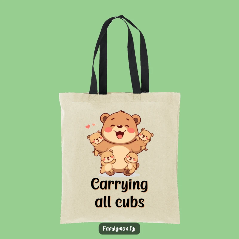 Funny Father Bear Tote Bag: Juggling Dad Carry-all, Great Family Gift