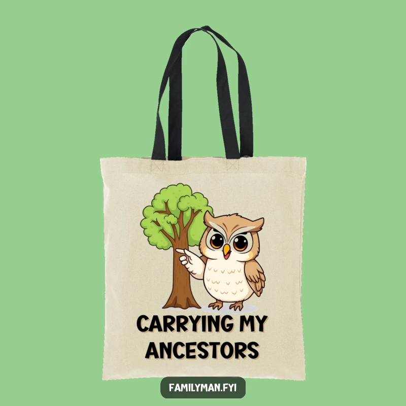 Funny Owl Tote Bag: Proud Family Tree Owl, Genealogy Gift Bag