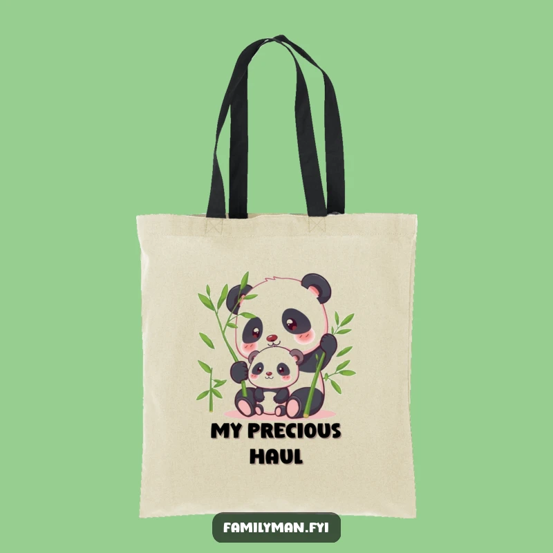 Funny Panda Sharing Bamboo Tote Bag: Carry Calm, Humorous Gift
